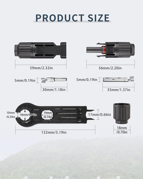 VOU 10Pairs(10AWG) DC Solar photovoltaic PV Connector with Spanners 1000V35A IP68 Waterproof Solar Panel Cable Connectors Kit for Cable 2.5/4/6mm2...