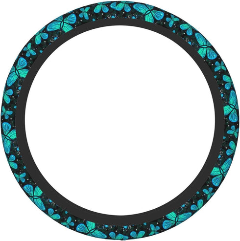 Butterfly Turquoise Green Steering Wheel Cover for Women Men Girls Car Accessories Decor Anti-Slip Neoprene Auto Steering Wheel Covers Protector U...