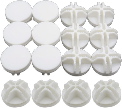 16-Pack Plastic Grid Organizer Connectors for Modular Closet Storage and Metal Grid Shelving Units, White Wire Cube Connectors with 1.42" OD and 0...