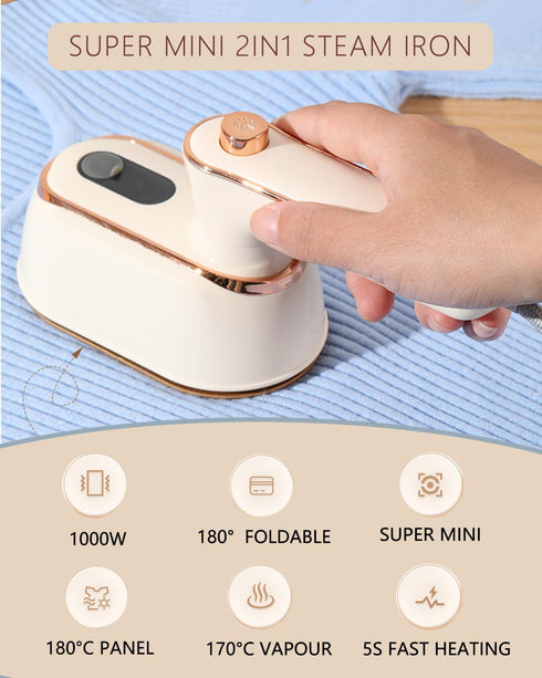 Mini Steamer Travel Iron for Clothes: Compact Handheld Portable Steamers Small Travel Size Clothing Steamer Hand held mini Steam Iron Plancha a de...