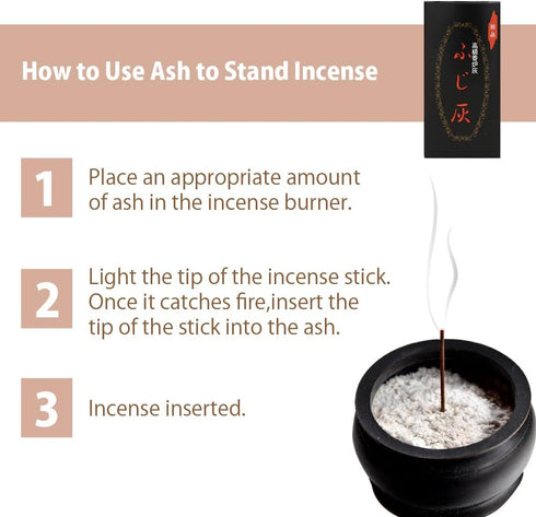 Hasegawa Incense Accessories: 'Fujibai' Fine White Ash 4.13" - Specially Refined for Clean, Odorless Burn, Optimized for Even Incense Burning, Sui...