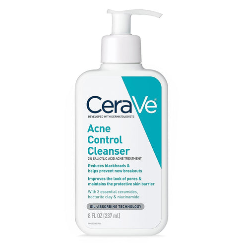 CeraVe Acne Treatment Face Wash | Salicylic Acid Cleanser with Purifying Clay, Niacinamide, and Ceramides | Pore Control and Blackhead Remover | 8...
