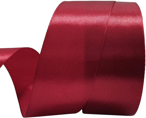 1-1/2 inch Satin Ribbon for Craft Gift Wrapping 25 Yards Silky Polyster Ribbon Roll for Handmade Hair Bow Wedding Party Decor Flower Bouquet,Burgu...