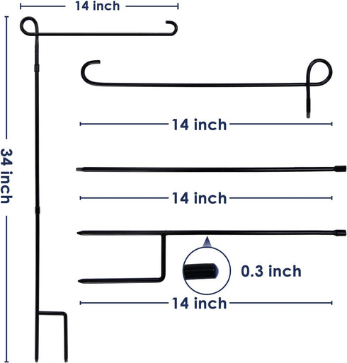 hogardeck Garden Flag Holder Stand, Thickened Pole Sturdy and Straight Premium Yard Flag Holder Weather-Proof Metal Flagpole for American Flag, Ch...