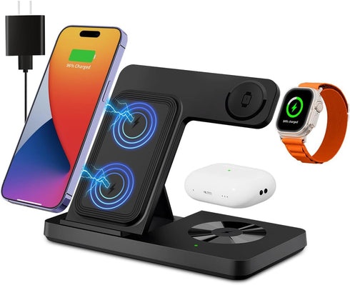 Wireless Charger, 3 in 1 Charging Station for Multiple Devices, Wireless Charging Stand for iPhone 8-15 Series,iWatch9/8/7/6/5/4/3/2/SE, AirPods3/...