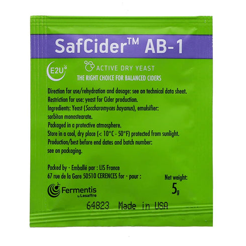 Safcider Cider Yeast, 5g (Fermentis SafCider™ AB-1)...