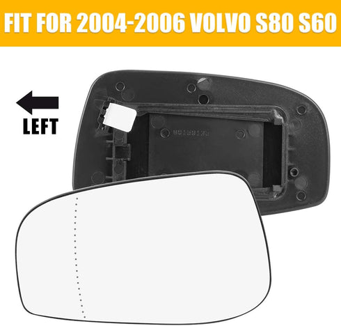 X AUTOHAUX Mirror Glass Heated with Backing Plate Driver Side Left Side Rear View Mirror Glass for VOLVO S60 S80 V70 2001-2006...