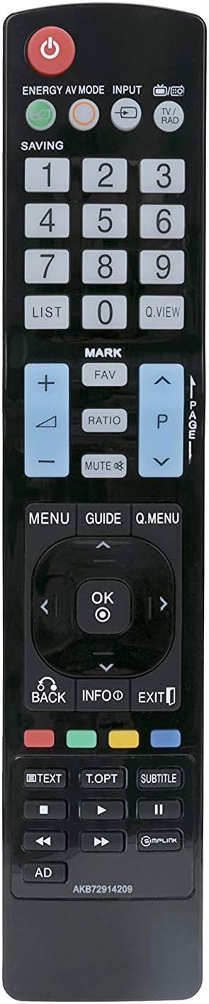 ALLIMITY AKB72914209 Remote Control Replacement for LG TV 42PJ250N-ZC 42PJ550 42PJ650 50PJ350 50PJ550 50PJ650 50PK250 50PK350 50PK550 50PK790 60PK...