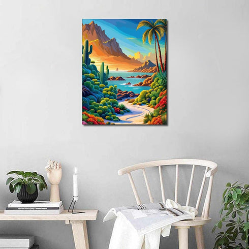 Garden Paint by Numbers for Adults Beginner, Cactus Abstract Painting Paint by Number Kits On Canvas Acrylic Paint Succulents Cacti Drawing Paintw...