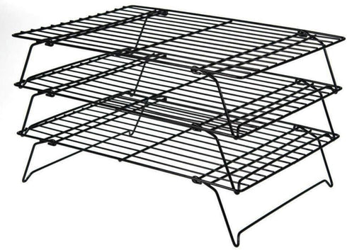 ShellKingdom Cooling Racks, Stainless Steel Non-Stick Baking Racks And Oven Safe Wire Cool Racks for Cookies, Cakes and Baking,3-Tier,Foldable...