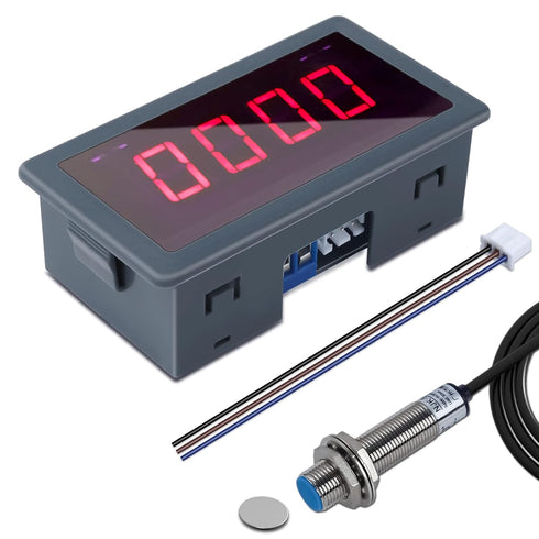 Digital LED Tachometer, Icstation RPM Speed Meter AC 110V 220V Digital Motor Tachometer with Hall Proximity Switch Sensor NPN for Lathes, Conveyor...