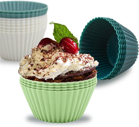 24 Pack Silicone Baking Cups Reusable Muffin Liners Non-Stick Cup Cake Molds Set Cupcake Silicone Liner Standard Size Silicone Cupcake Holder Sili...