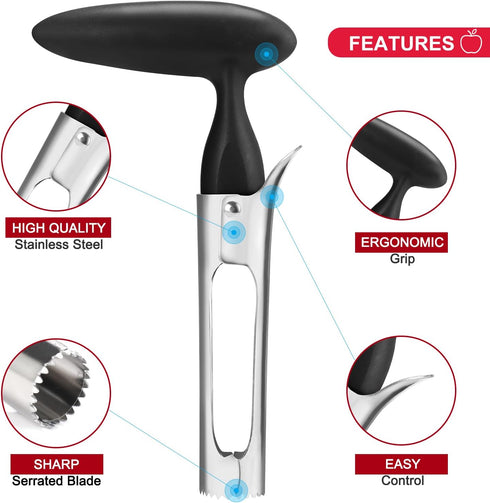 SCHVUBENR Premium Apple Corer Tool - Easy to Use and Clean - Sturdy Apple Core Remover with Sharp Serrature - Stainless Steel Corers for Apple and...