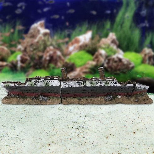 Aquarium Shipwreck Decoration, Resin Titanic Lost Wrecked Boat Ship Fish Tank Ornament Aquarium Sunken Ship Accessories...