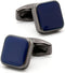 Classic Square Black/Blue Cufflinks for Men In Gift Case Handmade Silver/Black Tone Metal Men's Cufflinks Jewelry Set for Wedding Party Anniversar...