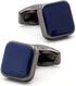 Classic Square Black/Blue Cufflinks for Men In Gift Case Handmade Silver/Black Tone Metal Men's Cufflinks Jewelry Set for Wedding Party Anniversar...