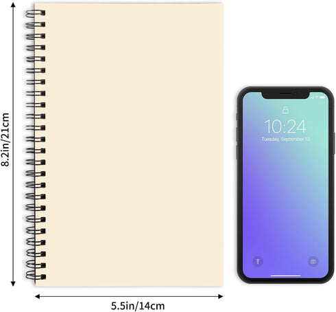 LABUK 2 Pack A5 Unlined Notebooks 100 Pages Spiral Notebook Blank Sketchbook Pad Soft Cover Kraft Journal 8.3x5.5 Inches Memo Notepads Diary Plann...