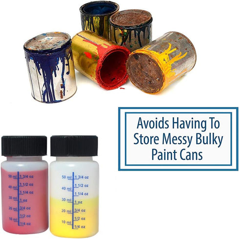 BENECREAT 12 Packs 50ml Touch Up Paint Bottles with Childproof Brush Caps and Mixing Balls, 1 Brush, 2 Plastic Syringes and 2 Tip Needles for Glue...