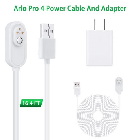 ALERTCAM 2Pack 16.4Ft/5m Power Cable for Arlo Pro 3/Arlo Pro 4/Arlo Pro 5S/Arlo Ultra/Arlo Ultra 2 Camera, Weatherproof Outdoor Magnetic Charging ...