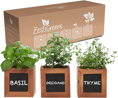 ZESTIGREENS Indoor Herb Pots for Herbs, Succulents, or Small Plants. 3 x Indoor Plant pots with Waterproof Liner Included....