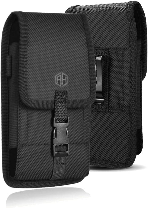 AH Military Grade Cell Phone Carrier Holster Men Cell Phone Belt Holder, Compatible w/ [iPhone iPhone 12 Mini SE 5 5S 5C Samsung J1 J3 LG K7 K10 &...