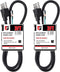 EP 2 Pack 3 ft 14/3C SJTW Appliance and Power Tool Cord, 14 Gauge 3 Prong Heavy Duty Replacement Power Supply Cord Cable, 110V 115V 120V AC Pigtai...