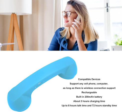 Retro Telephone Handset, Bluetooth Radiation Proof Handset Receivers Headphones for a Mobile Phone with Comfortable Call (Sky Blue)...