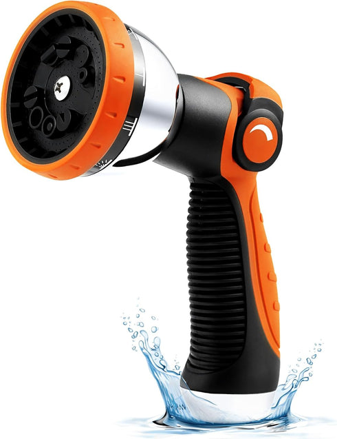 Garden Hose Sprayer Nozzle - Water Hose Nozzle with 10 Adjustable Spray Patterns Heavy Duty, Thumb Control On Off Valve, High Pressure Hose Spraye...