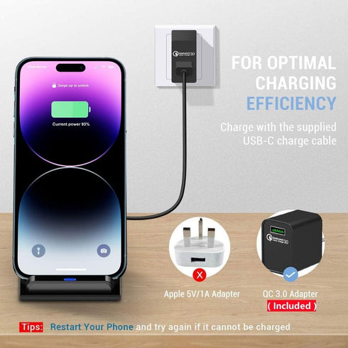 20W Fast Wireless Charger,Wireless Charging Stand Compatible with iPhone 15,15 Pro,14,13,12,11 Series/X/XS/XR/8, Phone Charger for Galaxy S24/S23/...