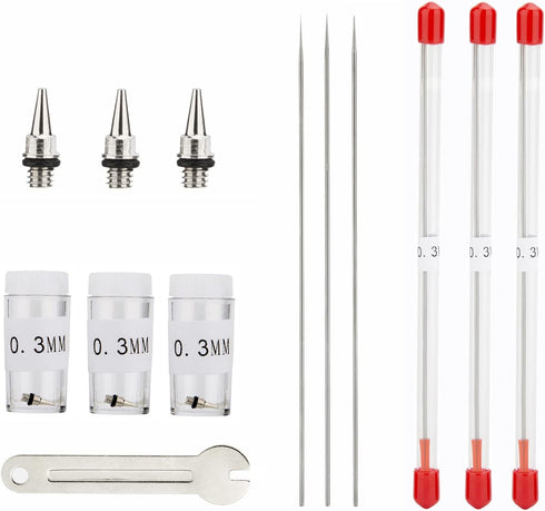 3PCS 0.3mm Airbrush Nozzle and Needles Replacement Parts for Airbrush Spray Gun...