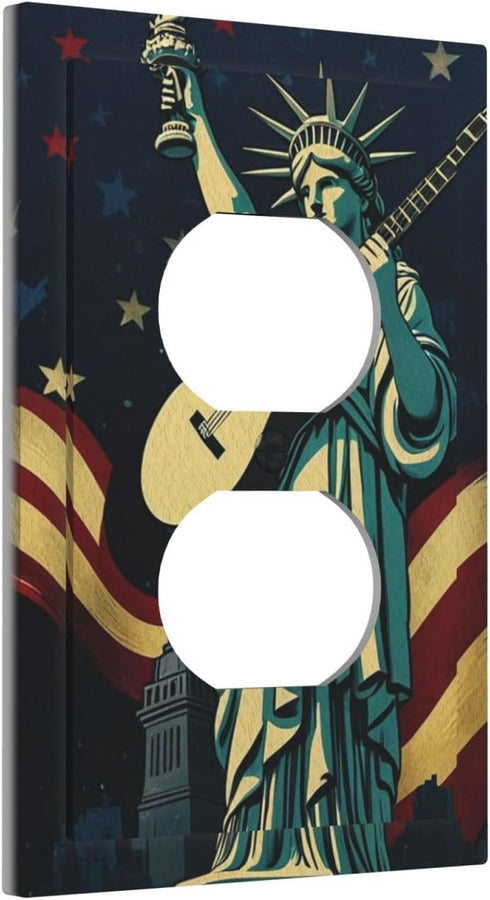 Statue of Liberty Holding Guitar Light Switch Cover 1 Gang Outlet Plate Single Duplex Wall Plate Covers Decorative Switchplate Covers Electrical F...