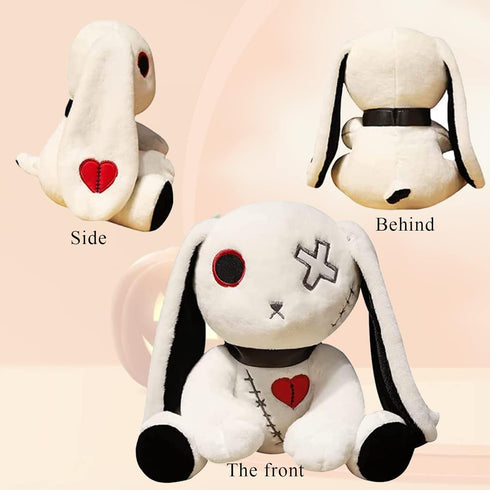 LVQING Rabbit plush doll, crazy rabbit plush toy, Halloween scary rabbit stuffed animal long ears standing toy, suitable for fans Easter Christmas...