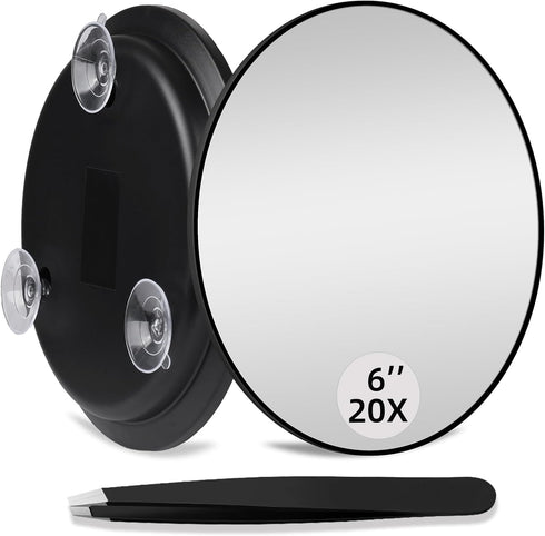 20X Makeup Magnifying Mirror, 20X High Magnifying Mirror with Suction Cups, Round 6'' Magnifying Mirror Compact Travel Magnifying Mirror, 20X Magn...