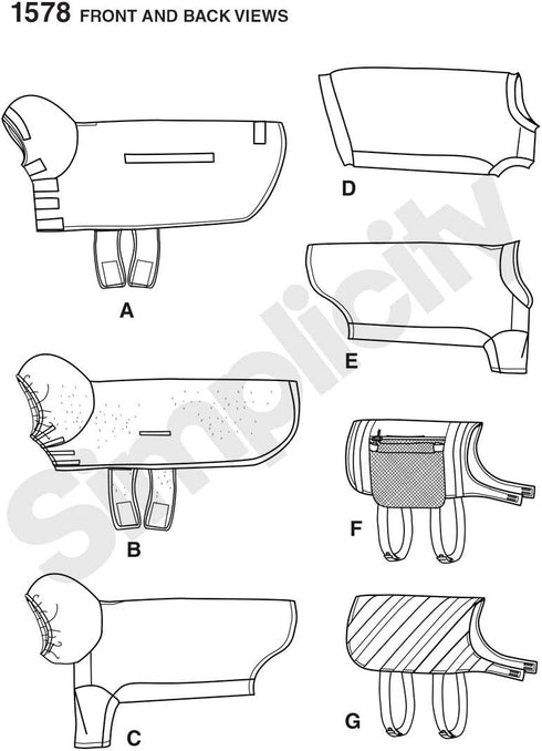 Simplicity 1578 Dog Jacket and Clothing Sewing Patterns, Medium...