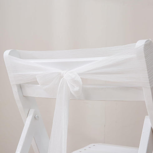White Chiffon Crinkle Ribbon 3 inch Handmade Fabric Silk Ribbon for Bridal Flower Bouquet Wedding Decor Gift Wrapping 2 Rolls 6 Yd...
