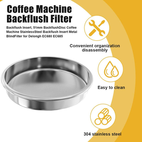 58mm Backflush Disk, Backflush Filter Espresso, Stainless Steel Back Flush Blind Filter Basket for Breville Gaggia Classic and other Espresso Mach...
