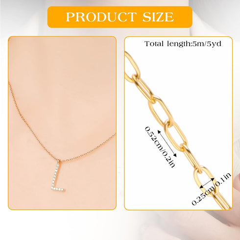 Chain for Permanent Jewelry, Necklace Chains for Jewelry Making 16.4 Feet Gold Stainless Steel Paperclip Chains Permanent Jewelry Starter Kit Jewe...