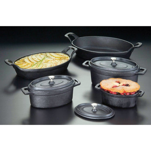 American Metalcraft CIPOV6040 Cast Iron Oval Casseroles and Pots, 7.5" Length x 4" Width, Black...