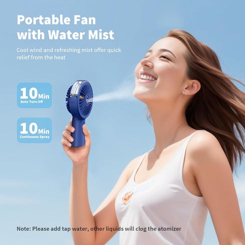 Otlonpe Misting Fan Portable Fan with Mist, 4000mAh Rechargeable Handheld Fan Battery Operated Power Bank, Water Spray Mister Hand Held Fan, Desk ...