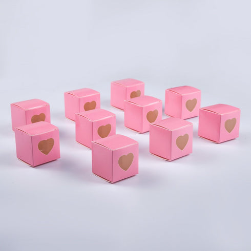 AWELL Pink Gift Boxes 2x2x2 inch with Clear Plastic Window for Candy Treat Gift Wrap Box Party Favor 50pc by MOWO...
