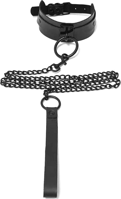 Gothic Punk Collar for Women,Soft PU Leather Choker Necklace Emo Jewelry 80s 90s Goth Accessories,Hanging Big Black Ring...