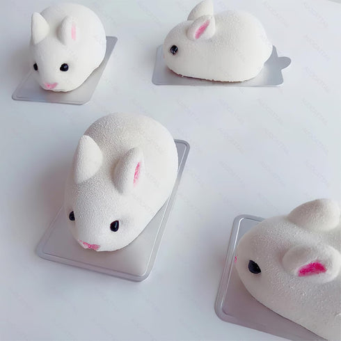 AUOCATTAIL 6 Cavity Easter Rabbit 3D Silicone Molds Rabbit Shape Silicone Baking Mold DIY Mousse Cake Pudding Jelly Dessert Fondant Cheesecake Soa...