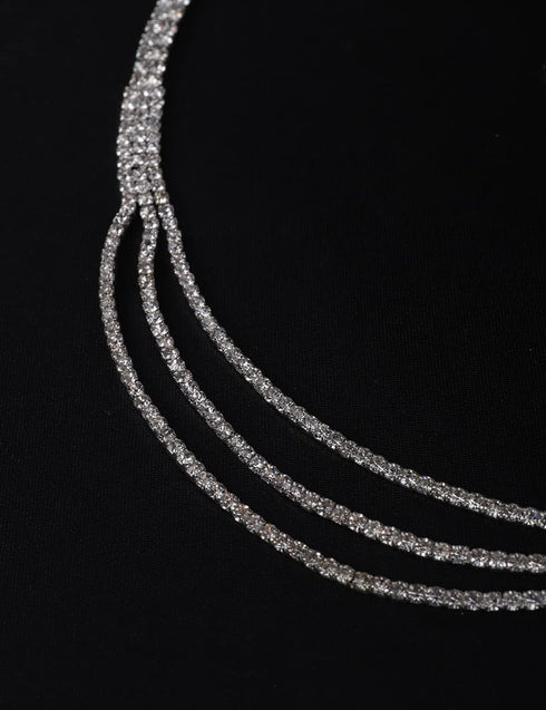 Bridal Necklace Earrings Set Layered Crystal Necklace Rhinestone Dangle Earrings for Women Fashion Jewelry Set for Bride Bridesmaid...