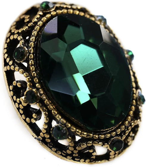 10 pcs Whole Oval Cut Green Rhinestone Vintage Copper Hollow Metal Shank Sewing Coat Buttons -25mm -1"...