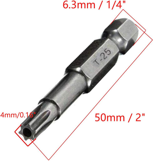 10pcs 50mm Long 1/4 Inch Hex Shank T25 Torx Head Magnetic Screw Driver Bit Set Security Tamper Proof Star 6 Point Screwdriver Kit Tools...