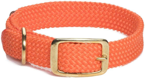 Mendota Pet Double Braid Collar - Brass - Dog Collar - Made in The USA - Orange, 1 in x 21 in Standard...