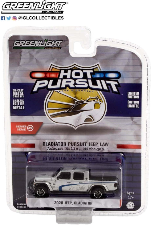Greenlight 42970-F Hot Pursuit Series 39-2020 Gladiator Pursuit Law Auburn Hills MI 1/64 Scale Diecast...