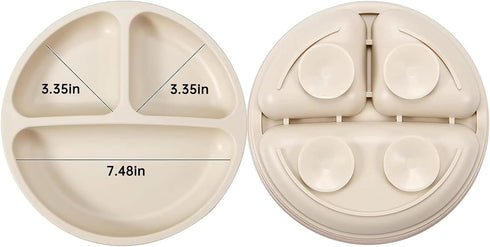 PandaEar 6 Pack Toddler Plates and Utensils Set, 2 Pack Silicone Baby Plates with Suction and 4 Stainless Steel Baby Spoons Forks, Toddler Dinnerw...