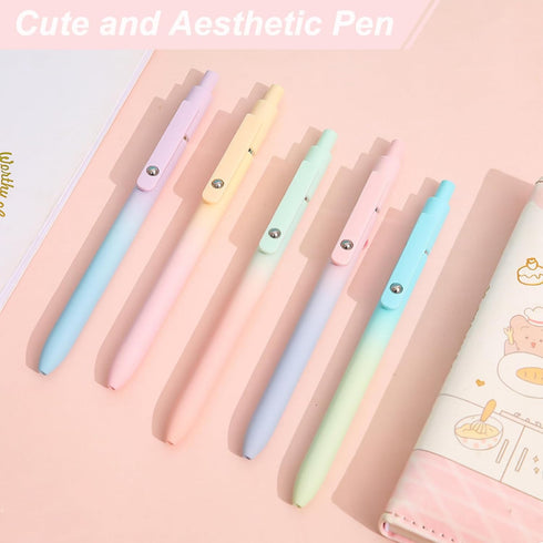 MIUTME 5Pcs Gel Pens, Pastel Retractable Gel Pens Quick Dry Ink Pens Fine Point Premium Smooth Writing Pens, Aesthetic Pens for School & Office Su...