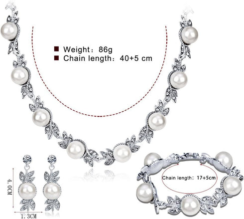 Women's Hot Pearl Jewelry Set (Necklace, Bracelet And Earrings) For Birthday,Party,Wedding,Engagement All Occasions Gift For Her...